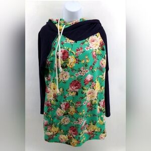 Vanilla Bay Floral Hoodie - Green and Navy